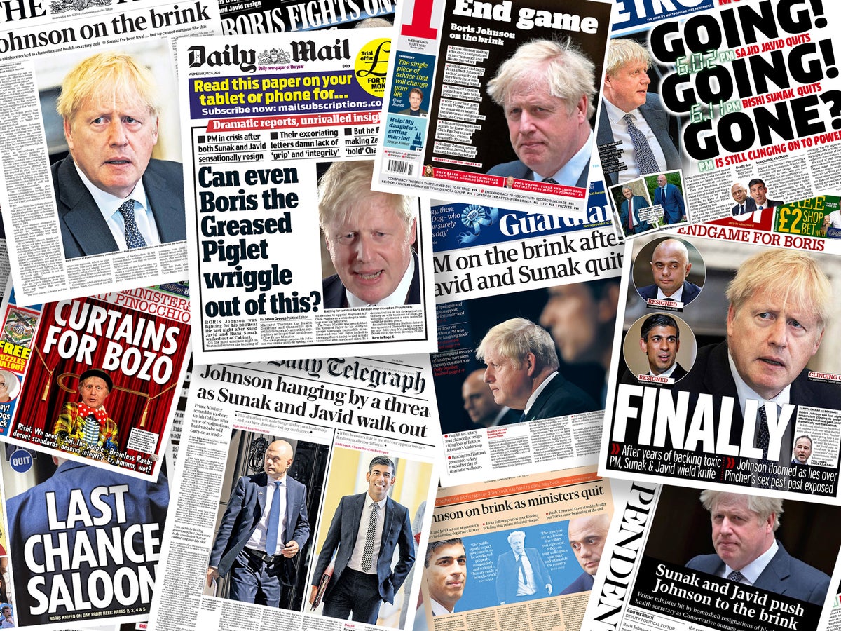 Газеты призывают премьер-министра уйти в отставку после того, как шокирующие отставки привели к хаосу № 10